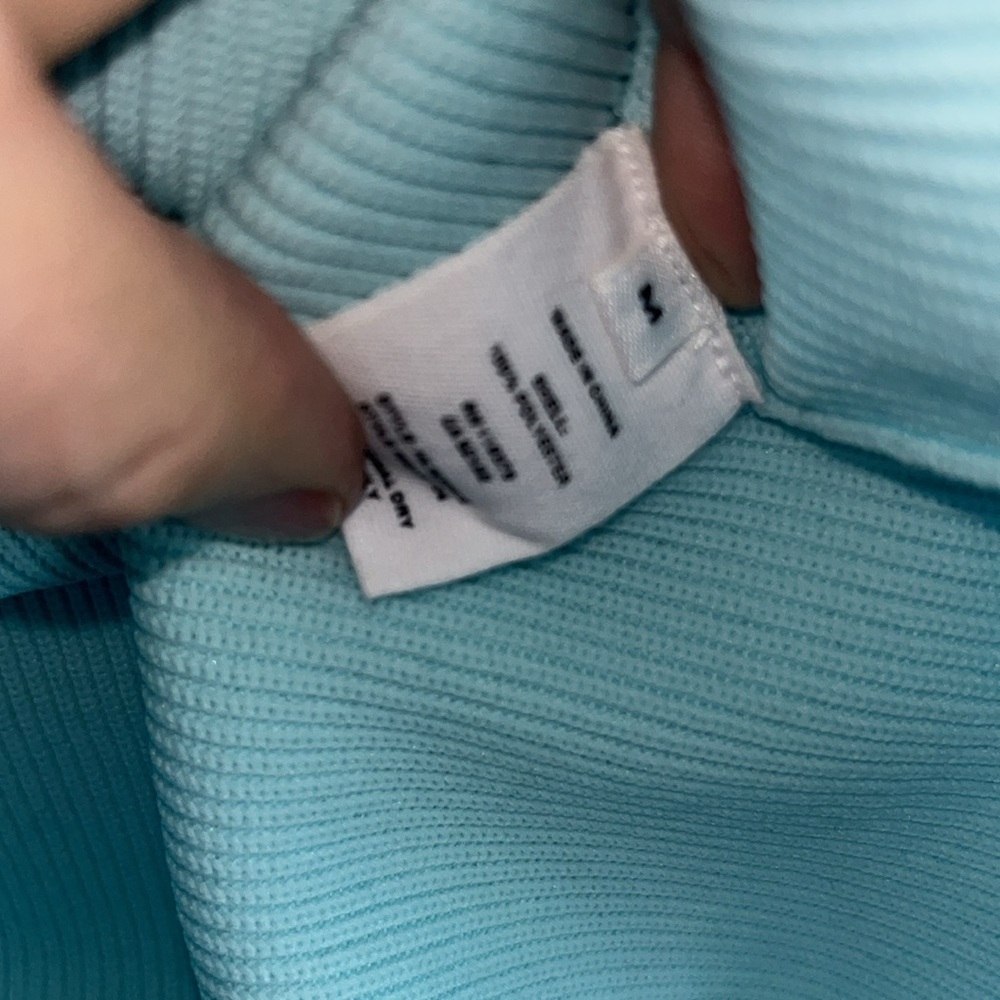 Helmut Lang Foam  Blue Mockneck Ribbed Sweater Size Medium - Picture 10 of 13